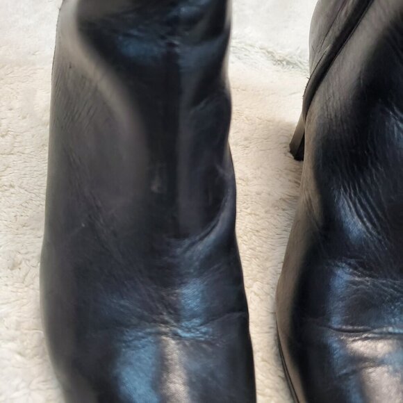 Lauren Ralph Lauren Mandy Black Leather Zipper Pull On Heeled Ankle Boot 9.5 B - Picture 5 of 11